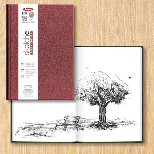 Image of Anupam Earth Sketche Drawing Book Square | 100% Recycled Hardbound Cove Book | 140 GSM | Acid Free 65 Sheets / 128 Pages | Drawing Sketchbook for Artists and Students | for Dry Techniques