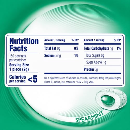 Image of Mentos Sugar Free Gum with Xylitol, Spearmint, 15 Piece Bottle (10 Pack)