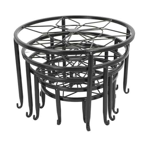 Haofy Soporte de metal para plantas, estante redondo de exhibición de macetas, soporte de hierro inoxidable para macetas, soporte estable para plantas, adecuado para jardín, balcón, patio, oficina,