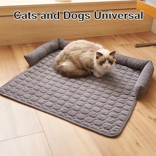 Bettschlange Hundebett Sofa Waschbar - Hundedecke Sofa mit Rand, Sofaschutz Hund, Flauschig Hundebett, rutschfest Hundekissen, Mittelgroße Hunde,75x75cm,Dunkelgrau