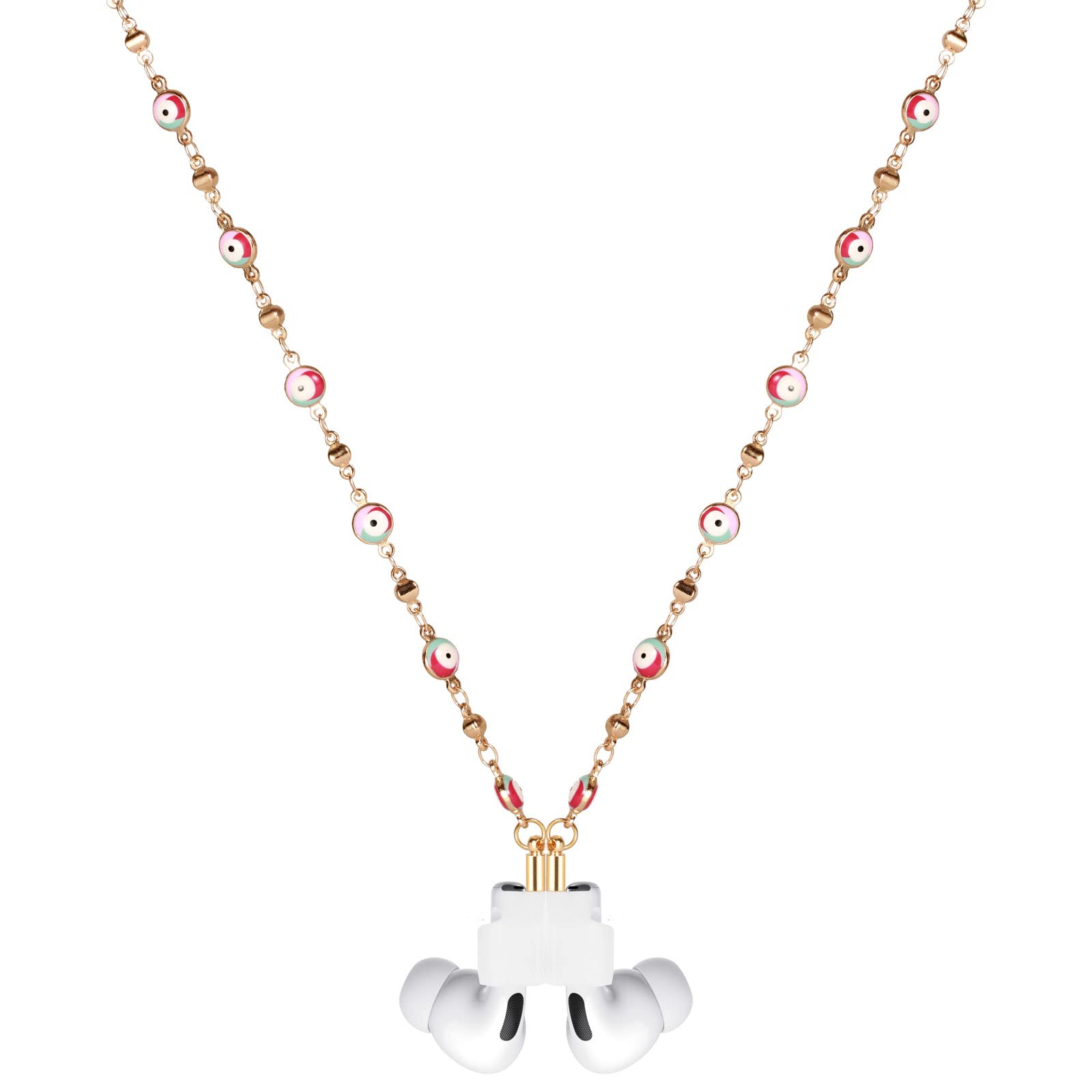 YWJRINDFL Female Magnetic Anti-Lost Strap Holder Chain Gold Eye Beads String Compatible With Airpods pro,1,2 3