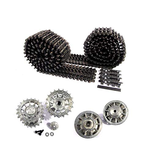 Mato Metal Tracks Sprockets Idler Wheels Set, with Metal Caps Bearings for Heng Long 3818 1/16 RC...