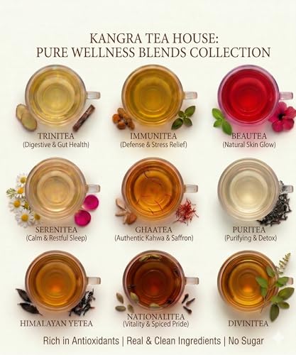 Image of Kangra Tea House Organically Grown Chamomile Mint Rose Green Tea for Stress Relief & Good Sleep (100g = 150 - 200 cups) - Richest Source of Antioxidants - SereniTEA 100g