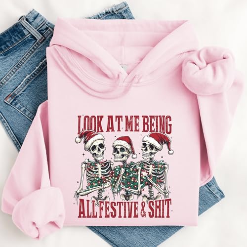 Funny Look at Me Being All Festive Christmas Sweatshirt, Xmas Funny Saying Lover Tee, Comfort Colors Skeleton Christmas Lights Hoodie, Cute Family Christmas Pajamas, Merry Christmas Crewneck4