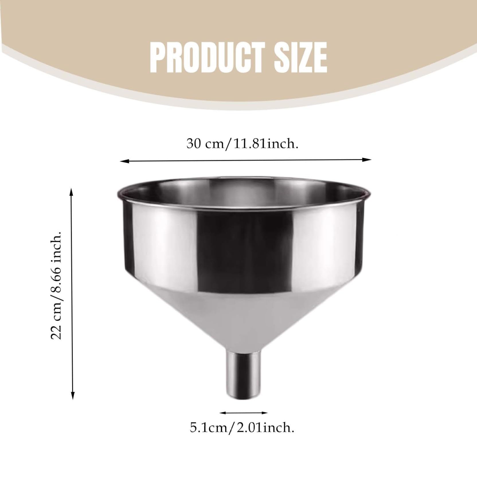 Embudo de metal Embudo de acero inoxidable con filtro Aceite doméstico Extra para llenar botellas, líquidos, aceites, polvo, frijoles, mermelada industrial