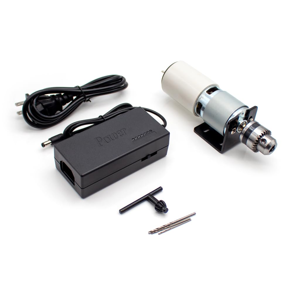 iDili Mini Bench Drill Set 80W DIY Drilling Cutting Grinding High Torque High Speed Electric Drill DC 12-24V 775 Motor 7000-15000RPM (B10 0.6-6mm)