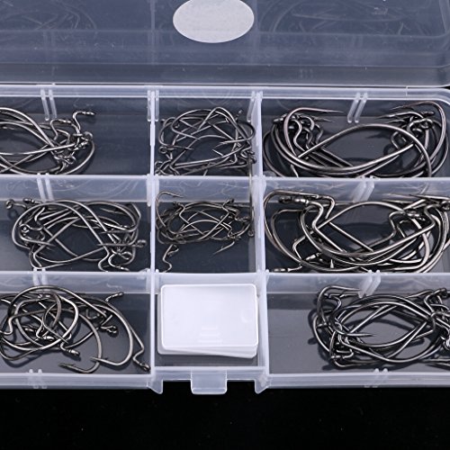 YIJU 80pcs Ganchos para Gabarito de Pesca com Orifício Caixa de Equipamento de Pesca 8 Tamanhos em a
