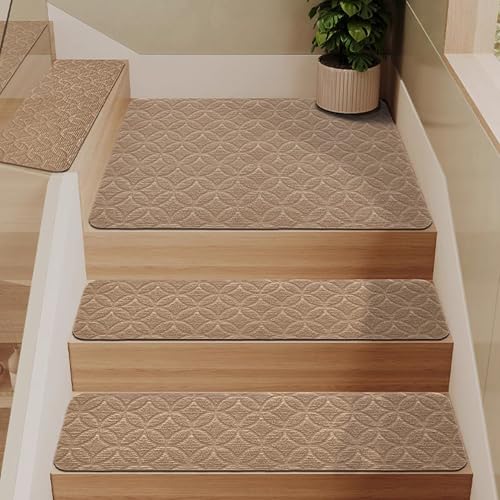 Alfombrillas autoadhesivas para peldaños con fijación fuerte y tejido lavable