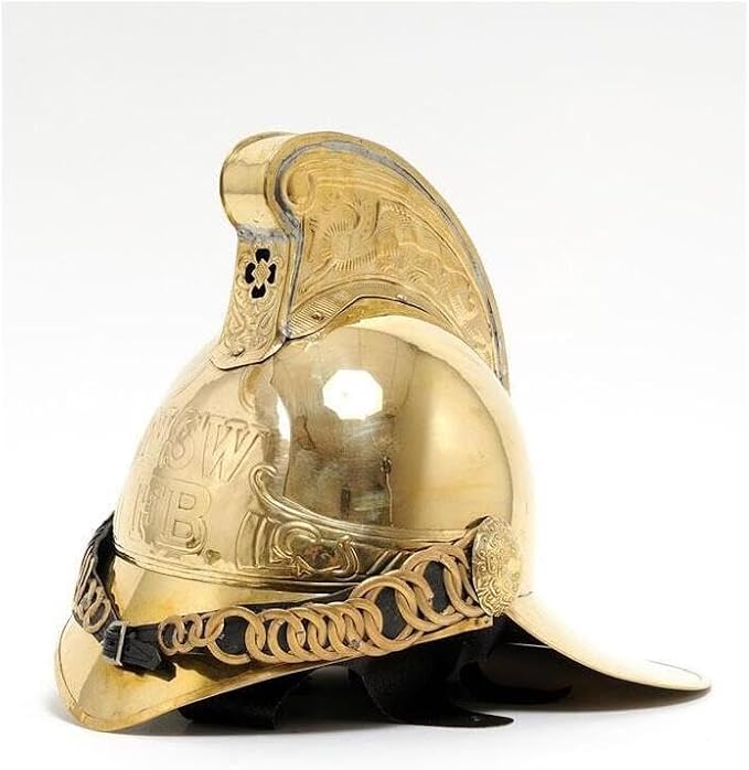 HomeStock Artisanal Abode Fireman Helmet Includes a Detailed Brass Dragon