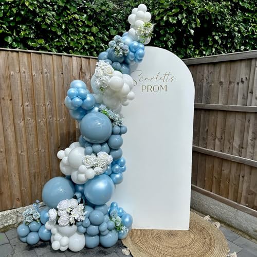 Image of Blue Balloons, 113Pcs Different Sizes Pale Aqua Blue Balloon Arch Garland Kit 18 /12 /10 /5 Inch, Matte Retro Powder Light blue Latex Helium Balloon for Birthday Boho Baby Boys Shower Party Decorations