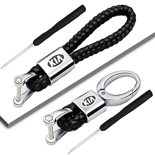 VILLSION 2Pack Genuine Leather Keychain Car Logo Keyring Emblem Key Chain Auto Decoration Gift