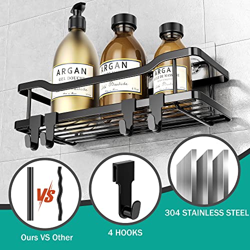 Omaira 6-Pack Shower Caddy, Bathroom Shower Organizer, No Drilling Stainless Steel Shower Shelf For Inside Shower & Kitchen Storage, Matte Black #TOP5