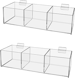 Marketing Holders 2 Pack Slatwall Acrylic Tray 12 Inch Wide x 5 Inch Deep Triple Compartment Clear Retail Product Merchandise Storage Organizer for Businesses and Shops