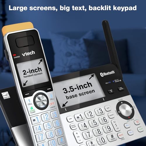 VTech IS8151-5 Super Long Range 5 Handset DECT 6.0 Cordless Phone for Home with Answering Machine, 2300 ft Range, Call Blocking, Bluetooth, Headset Jack, Power Backup, Intercom, Expandable to 12 HS