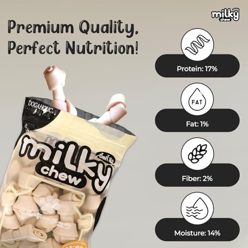 Image of Dogaholic Milky Chew Dog Treats Real Chicken and Milk Protein Rich Dog Snacks Healthy Chewy Dog Treats for Puppies & Adult Dogs Calcium Rich Training Reward Treats (Pack of 1, Bone Style)