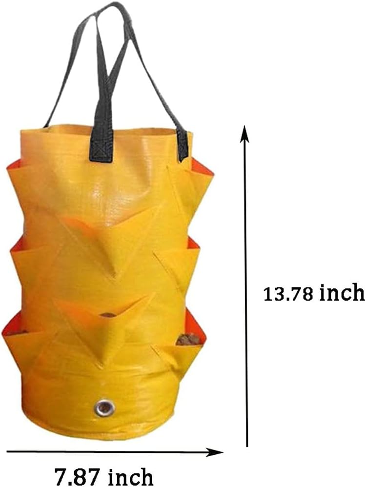 3 pcs Hanging Planter Bag with Handles, Strawberry Grow Bags Foldable Durable Growing Bags Grow Plante for Growing Vegetables Flowers Herb Plant