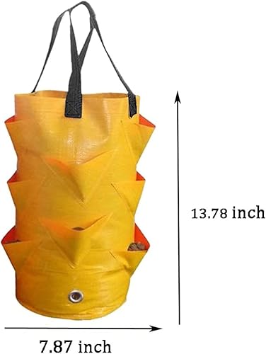 Miniatura 2 de 3 piezas de bolsas colgantes para macetas con asas, contenedores colgantes de plástico para plantación de fresas, bolsas de cultivo plegables y