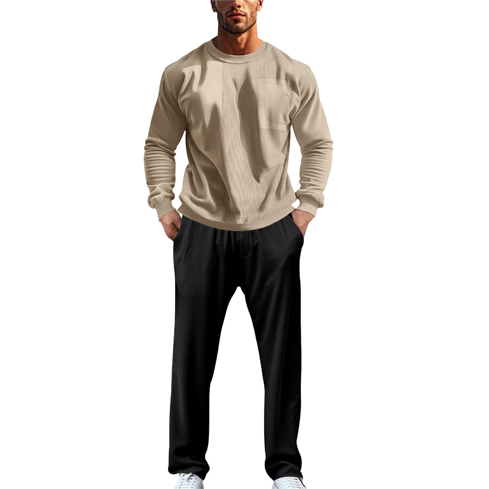 Set di tuta da uomo per il tempo libero, vintage, tuta da jogging, felpa girocollo a maniche lunghe, set di pantaloni in velluto