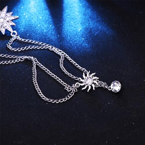 Image of Rhinestone Star Brooch Pin for Women Men Dainty Gold Plated Crystal CZ Snowflake Tassel Exquisite Lapel Pins Dress Suit Bouquet Accessories Jewelry