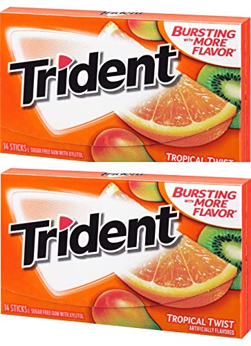 Image of Trident Tropical Twist Imported Sugar Free Gum, 14 Sticks, Mint, 20 count