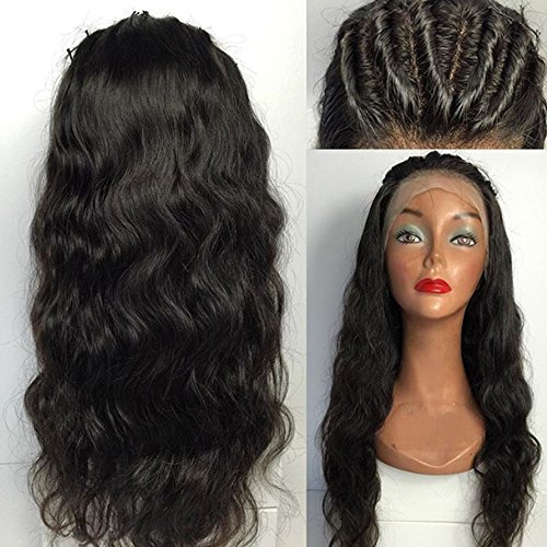 Best Virgin Brazilian Human Hair Wigs Body Wave Glueless Human Hair Lace Front Wig for Black Women Wavy Natural Balck Color (18inch, Natural Color)