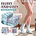 Anlisim Fuzzy Socks for Women, Soft Comfy Cozy Fluffy Thick Winter Warm Fleece Slipper Socks (5-9, Mixed Color Blue)