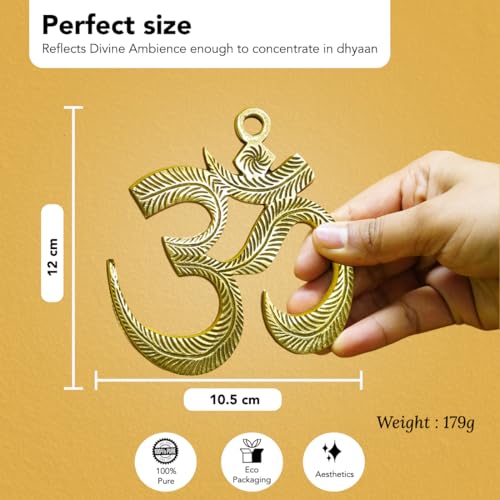 Image of Ekhasa Brass Om Wall Hanging Yantra | Om for Door Entrance for Vastu | Swastik Ohm Front Door Decoration Items | Goodluck, Positive Energy, Religious Symbols, Pooja Temple Decor, House Warming Gift