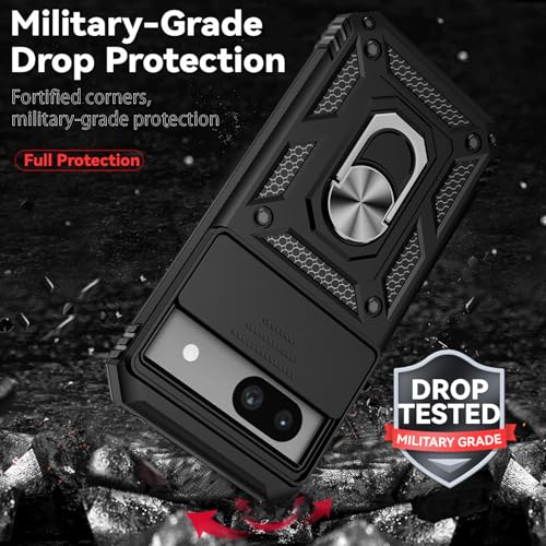 Coque Google Pixel 8A antichoc noire protège-écran et béquille