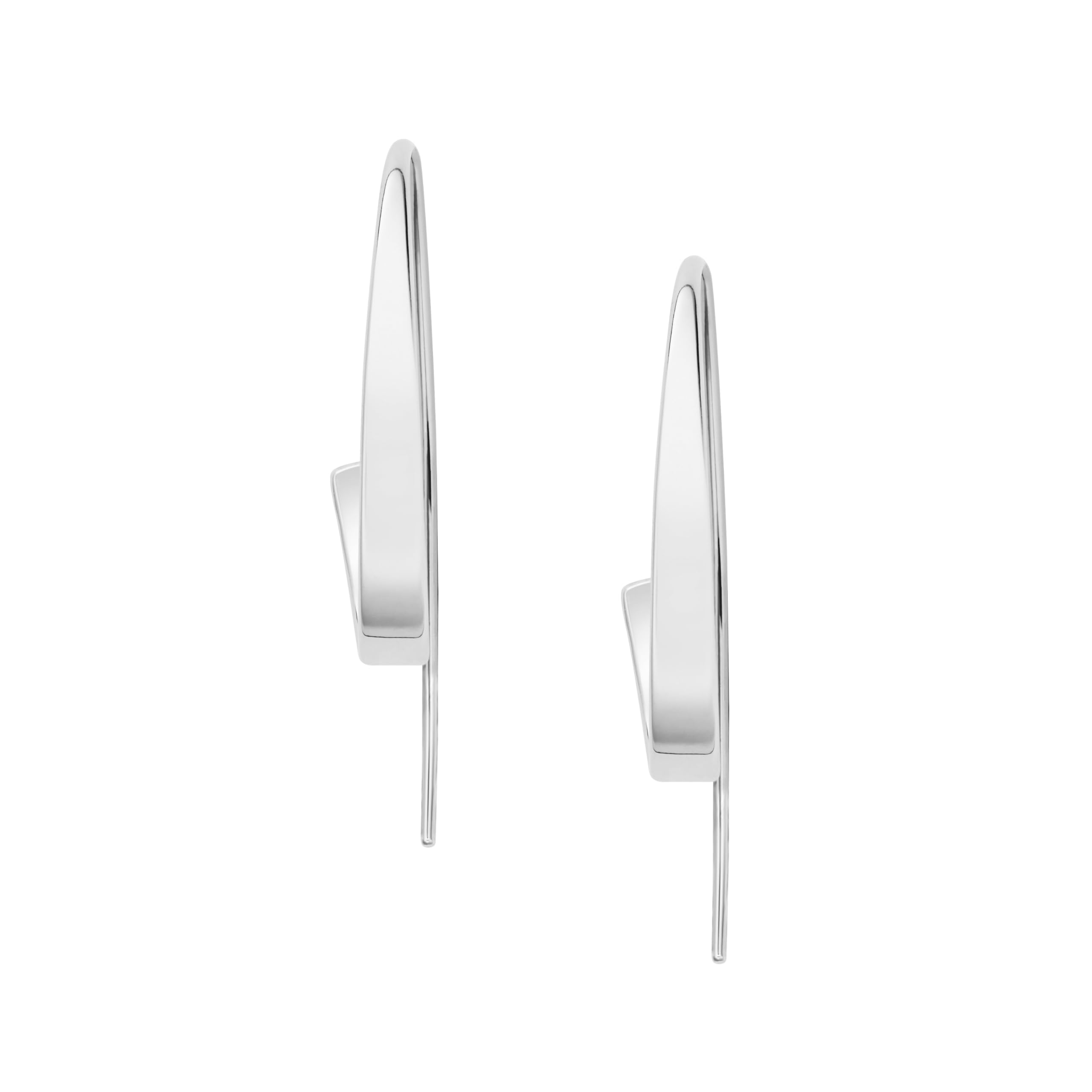 Boucles d'oreilles en acier inoxydable ou semi-précieux de tonalité argentée pour femmes avec fermoir à crochet