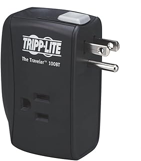 Tripp Lite 2 Outlet Portable Surge Protector Power Strip, Direct Plug In, Tel/Ethernet Protection, Lifelong Warranty & $50,000 INSURANCE (TRAVELER100BT)
