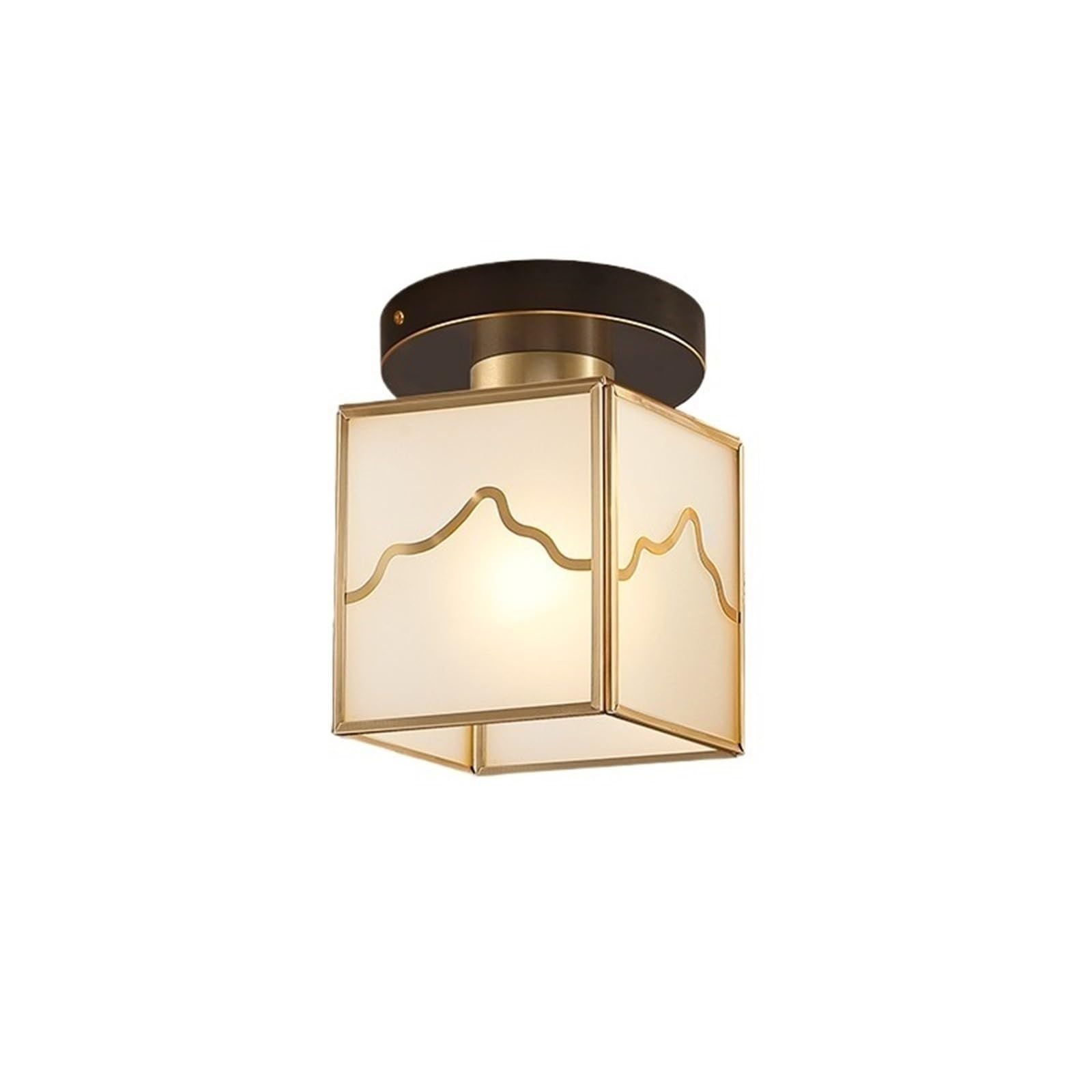 CYairong-22 Ceiling Lighting Aisle Balcony Entrance Copper Lamp Simple Bedroom Modern Glass Lampshade Ceiling Lamp(Black)