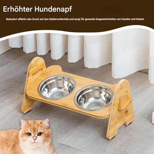 Slow Feeder Bowl, Non Slip Dog Stand, Adjustable Pet Supplies, Wooden Animal Feeding Accessories for Neater Meal Time, Floor Feeding Solution for Dogs and Pets – Bild 6