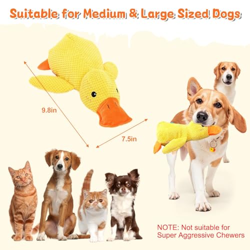 Hshenjhu Kleine Gelbe Ente Hundespielzeug, Unzerstörbares Dog Spielzeug, Hundespielzeug Quietschend, Indestructible Dog Chew Toy, Dog Toys für Breeds, kleine, mittlere, große Hunde