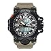 Montre numérique pour homme, style militaire, chronographe analogique, numérique pour hommes, grand visage 56 mm étanche LED bracelet en résine vert