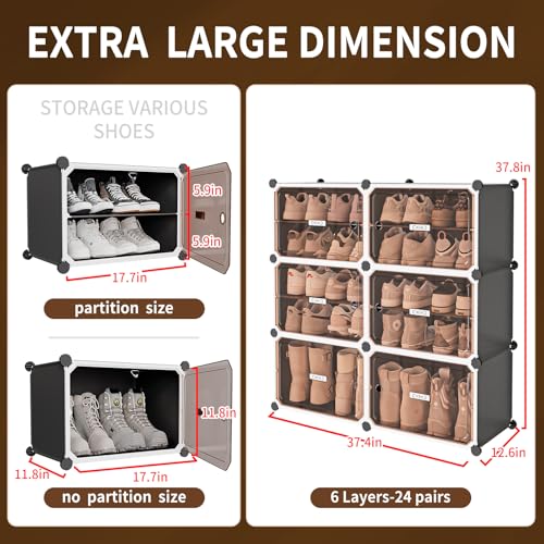 Image of MAGINELS Shoe Rack,Expandable Shoe Cabinet Easy to Assemble. Shoe Storage with Door,Entryway, Closets, Hallway, and Bedroom.Accommodates Up to 24 Pairs of Shoes