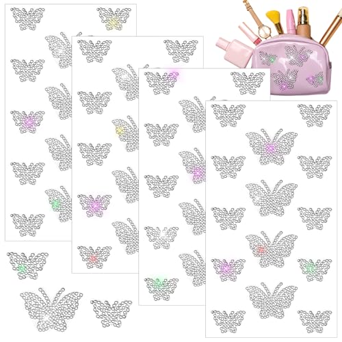 Image of Epakh 84 Glitter Bling Rhinestone Sticker, Butterfly, Silver