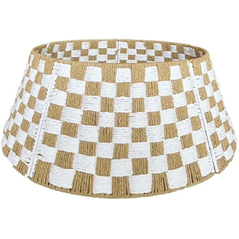 Handcrafted Christmas Tree Collar–28" Check Pattern, Fits Most Artificial & Real Trees, Stylish and Durable Holiday Decoration for Christmas Tree Base, Easy Assembly Cover