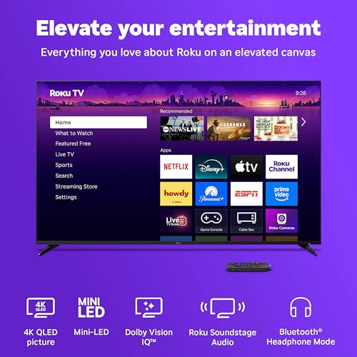 Image of Roku Smart TV - 55-Inch Pro Series, Mini-LED TV - RokuTV with Backlit Voice Remote Pro - Flat Screen 4K QLED Television with 120Hz Refresh Rate & Dolby Vision IQ, Live News, Sports, Entertainment