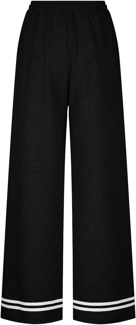 Women Wide Leg Sweatpants High Waisted Sweatpant Baggy Flared Sweat Pants Casual Joggers with Pockets - Image 4