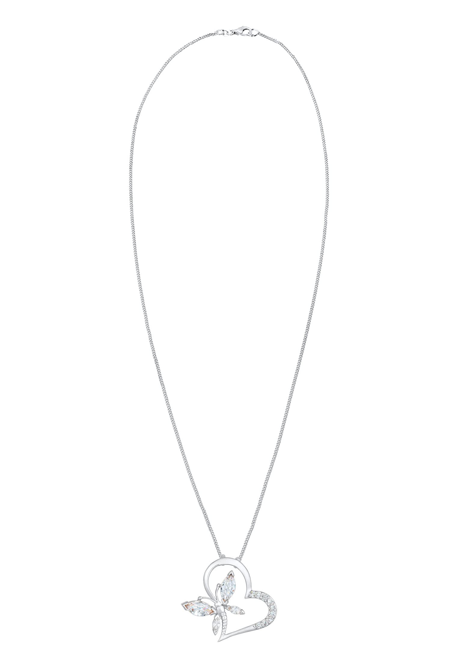 Elli Halskette Damen Herz Schmetterling Anhänger Elegant mit Zirkonia