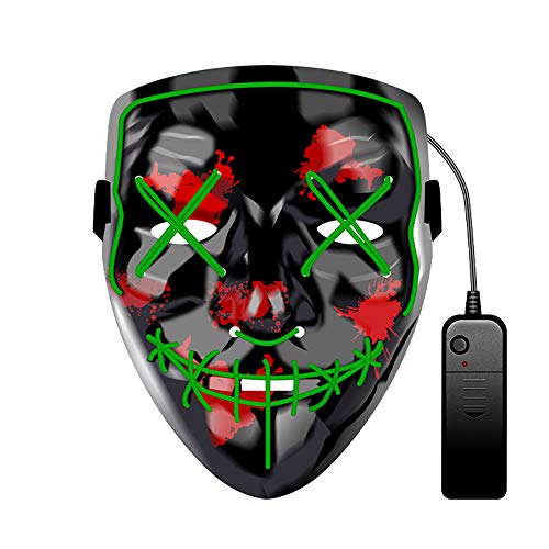 Máscara de Fantasia com LED Halloween, Carnaval, Cosplay - Verde - Owfeel