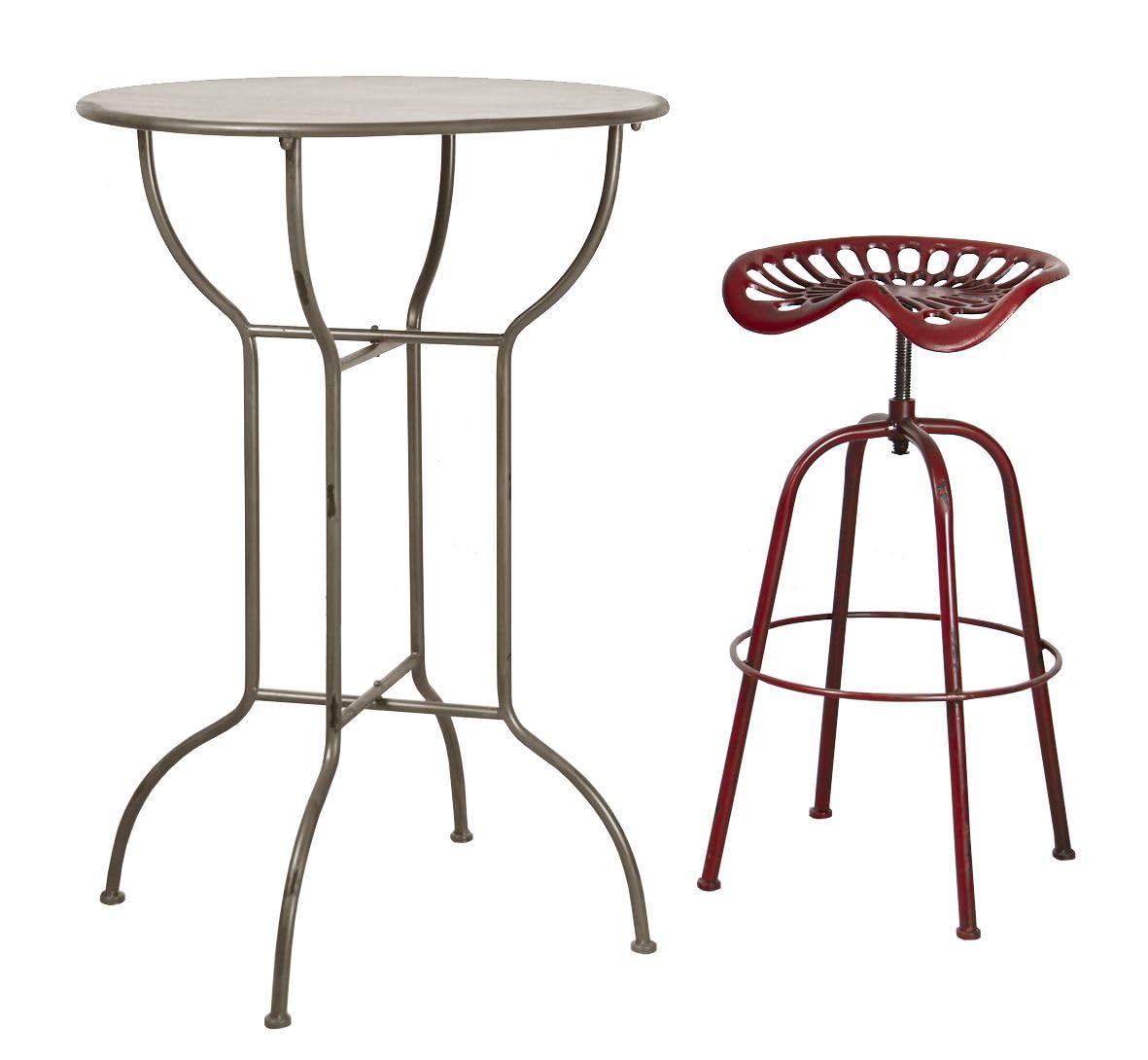 AUBRY GASPARD - Table Haute Mange-Debout en Métal Laqué - Finition Gris Antique - Ø 70 cm x Hauteur 104 cm - Livrée en Kit - Design Intemporel pour Cuisine et Bar - Convivialité et Élégance Assurées