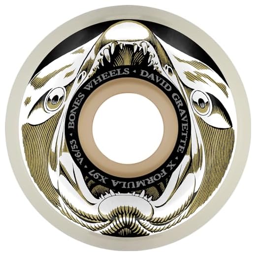 Bones Wheels David Gravette Salmon Illa X-Formula Skateboard Wheels, 53mm, 97A, V6 Wide-Cut
