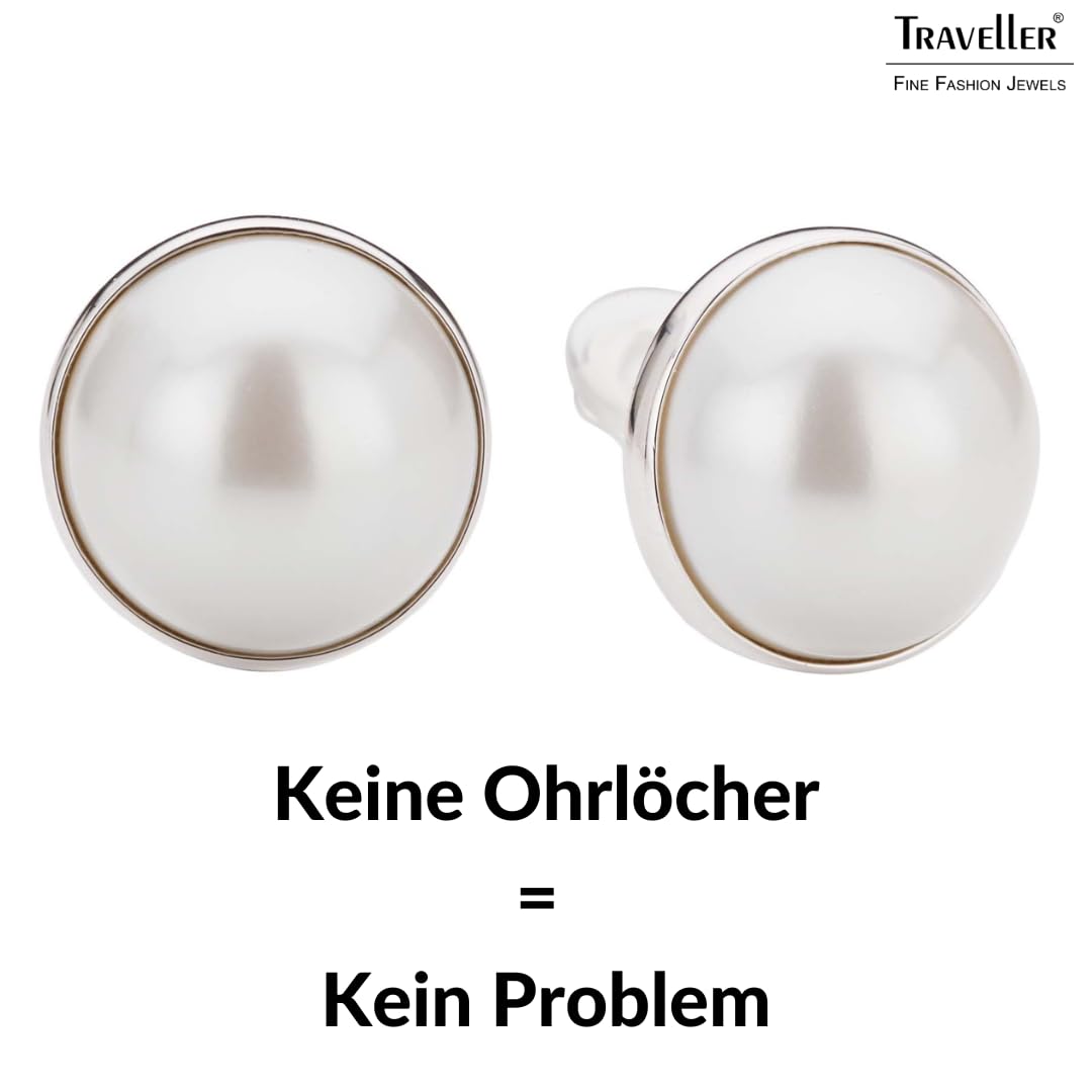 Traveller Orecchini a clip - Perla 10-20 mm bianco