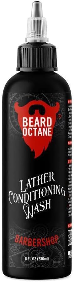 Beard Octane Beard Wash for Men โ Barbershop (Barbershop Cologne) โ Gentle Daily Beard Shampoo with Shea Butter โ Cleans Without Drying โ 8oz