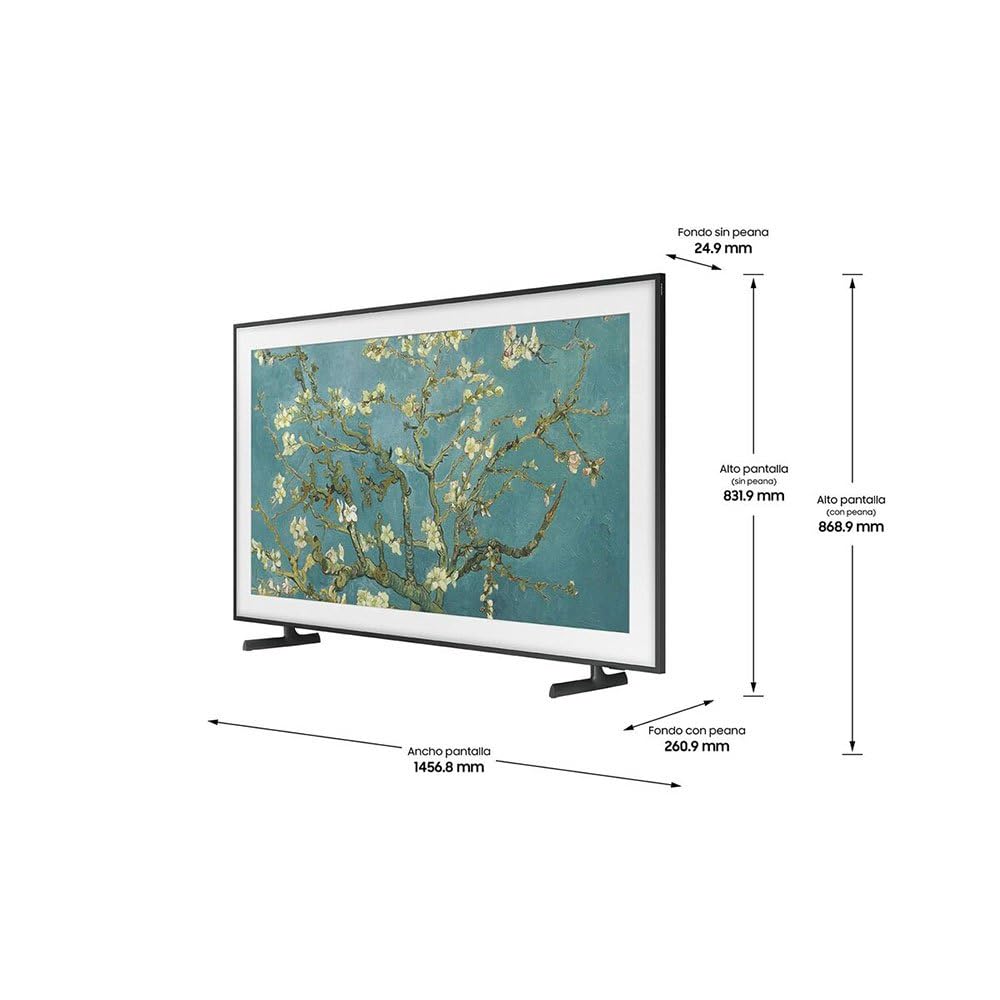 SAMSUNG TV The Frame 2023 65LS03-65-calowy Smart TV, Galeria sztuki z matowym wyświetlaczem, wymiennymi ramkami, technologia Quantum Dot, One Connect i prawie niewidzialny kabel, Wspornik ścienny