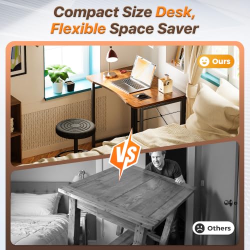 Image of Huuger Folding Desk for Small Spaces, 31.5 Inch Foldable Computer Table