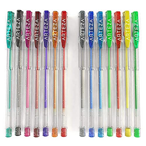 Arteza Glitter And Metallic Gel Pens Bundle, Drawing Art Supplies For Artist, Hobby Painters & Beginners #TOP2