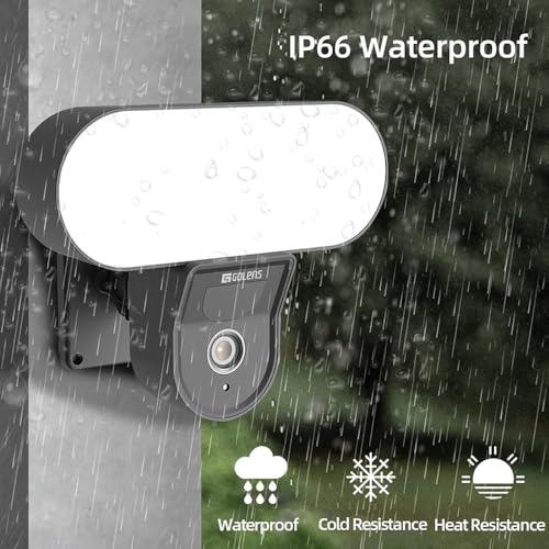 Image of Golens V59 Smart Flood Light Camera | 2MP Wi-Fi Camera | PIR Motion | Night Vision | Waterproof | Supports Android & iOS | Cloud Storage & TF Card Up to 128GB