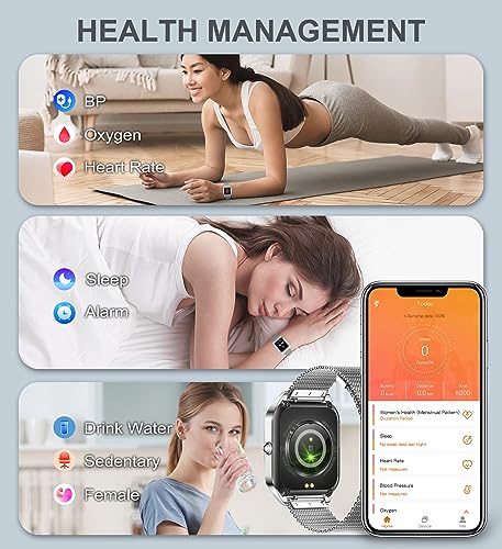 Iaret Smart Watch For Women (Call Receive Dial), Smart Watches For Android Ios Phones Smartwatch With Ai Voice Control Heart Rate Sleep Monitor Pedometer Waterproof Activity Tracker Silver thumb #4